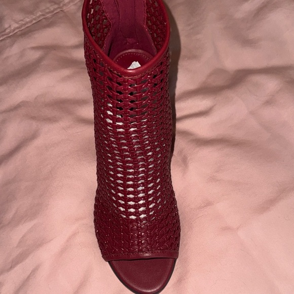 Calvin Klein Red Woven Heeled Boots - Picture 2 of 7